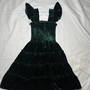 Hill House Green Velvet Party Dress Girls Size 5/6Y Boutique Dress